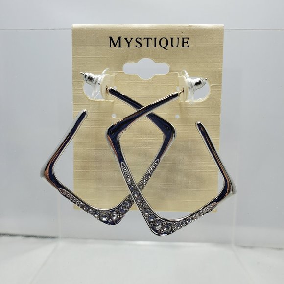 Mystique silver with rhinestone hoop earring - Picture 1 of 4